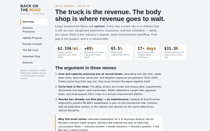 Back on the Road collision-repair economics briefing